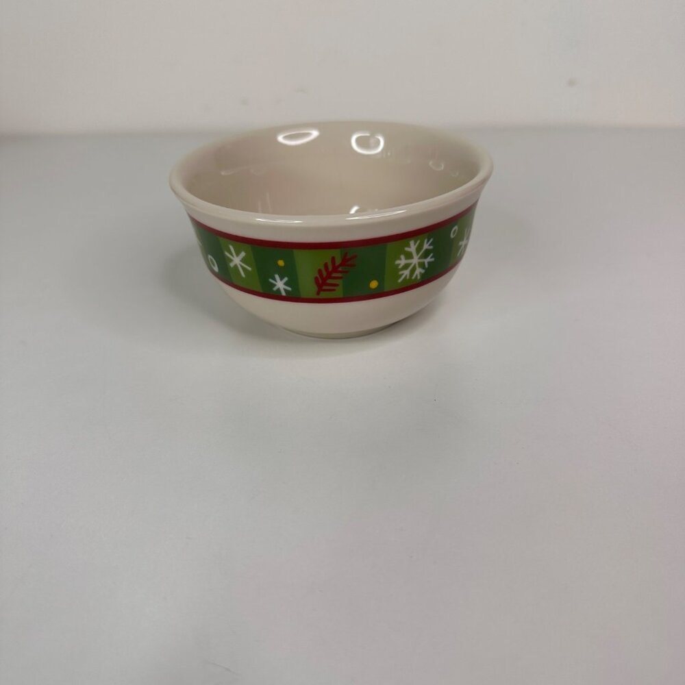 Longaberger Holiday Small Ceramic Bowl Snowflake Pattern 4" Diameter